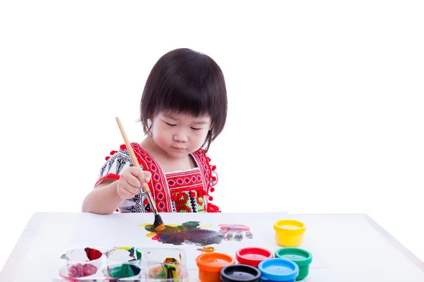 Asiatique fille peinture et en utilisant des instruments de dessin Photos De Stock Libres De Droits