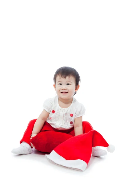 Happy christmas girl palying happily — Stock Photo, Image