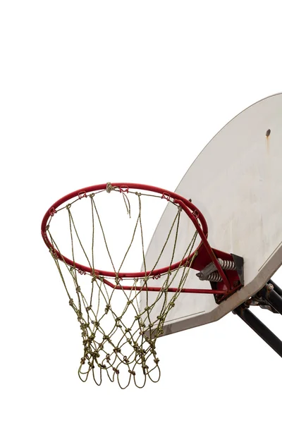 Old basket board dan hoop pada latar belakang putih — Stok Foto