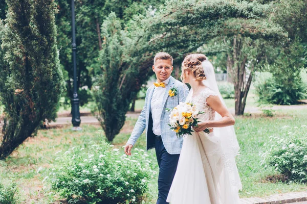 Boda Limón Novio Con Novia Vestido Novia — Foto de Stock