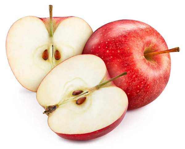 Appel Hele Vrucht Half Plak Rode Appel Verse Biologische Appel — Stockfoto