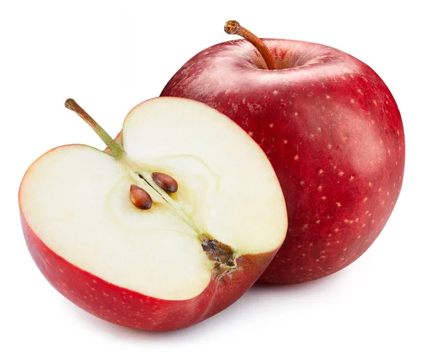 Czerwone Jabłko Jabłko Ścieżką Wycinania Odizolowane Białym Tle Świeże Organiczne — Zdjęcie stockowe