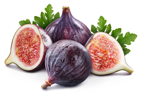 Figs Clipping Path Isolated White Background Fresh Organic Fruit Full — Stock Photo, Image