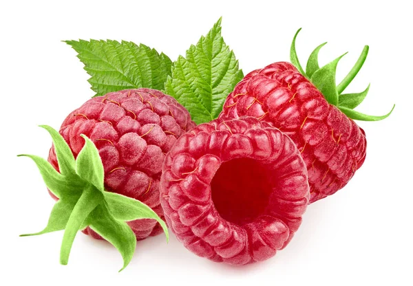 Composition Fresh Raspberry Raspberry Isolated White Background Professional Studio Macro — Stock Photo, Image