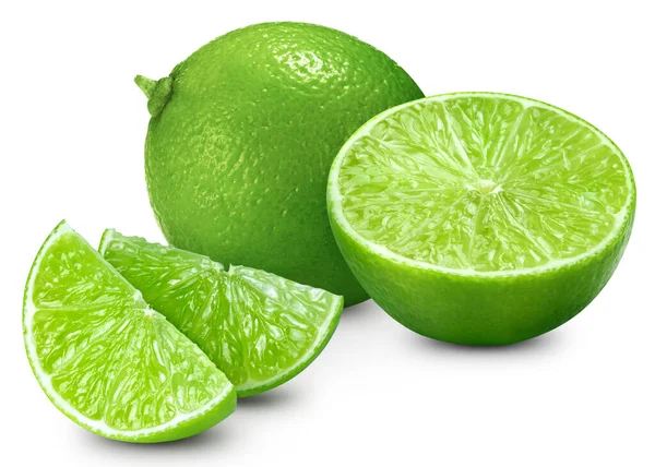 Var Izolat Var Organic Proaspăt Cale Izolată Tăiere Felie Lime — Fotografie, imagine de stoc