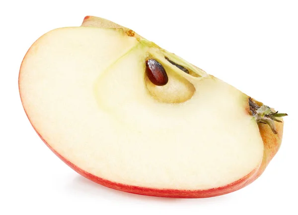 Οργανική Φέτα Μήλου Απομονωμένη Λευκό Φόντο Δοκιμάστε Μήλο Μονοπάτι Ψαλίδισμα — Φωτογραφία Αρχείου