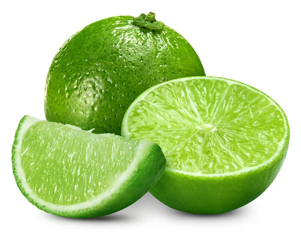 Lime Fruit Lime Slice Isolated White Background Lime Clipping Path — Stock Photo, Image