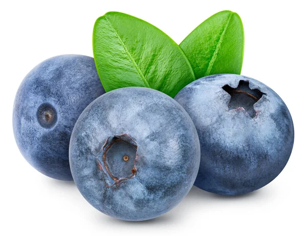 Frutas Mirtilo Mirtilo Com Folhas Isoladas Fundo Branco Caminho Blueberry — Fotografia de Stock