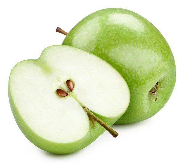 Yeşil Elma Meyveleri Apple Beyaz Arka Planda Izole Edilmiş Elma - Stok İmaj