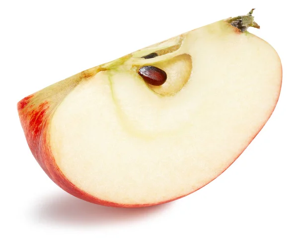 One Ripe Apple Slice Isolated Clipping Path Organic Fresh Apple — Stockfoto