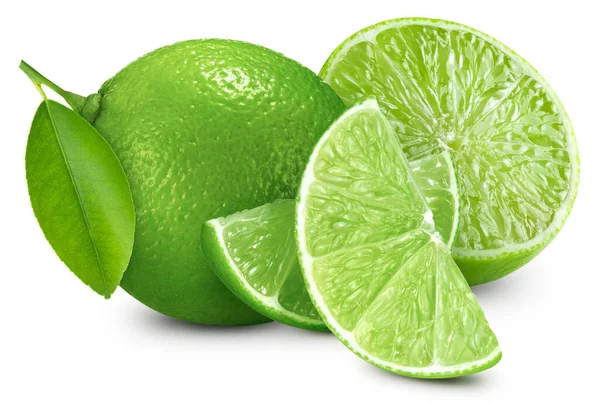 Fresh organic lime with leaves isolated — Stock Photo, Image