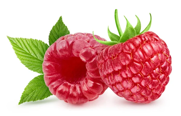 Raspberri Vruchten Kweepeer Plakjes Raspberri Met Bladeren Geïsoleerd Een Witte — Stockfoto