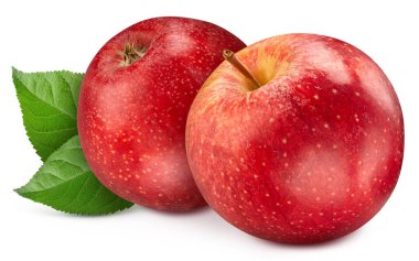 Kırmızı elma. Beyaz arka planda izole edilmiş taze organik elma. Kırpma yolu olan elma