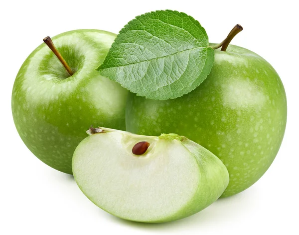 Isolierter Apfel Mit Blättern Frischer Bio Apfel Mit Blättern Isoliert — Stockfoto