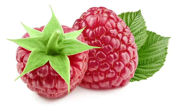 Himbeeren Isoliert Auf Weißem Hintergrund Nahaufnahme Himbeeren Schneiden Pfad Professionelle — Stockfoto