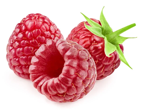 Bacca di Raspberri con foglie isolate su sfondo bianco — Foto Stock