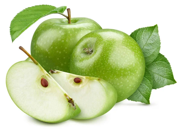 Изолированное яблоко с листом — стоковое фото