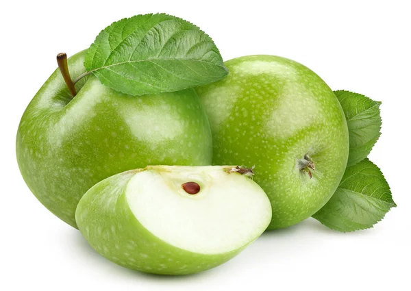 Isolerat äpple med blad — Stockfoto