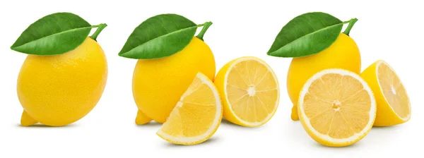 Fruta Fresca Limón Limón Aislado Sobre Fondo Blanco Colección Limón — Foto de Stock