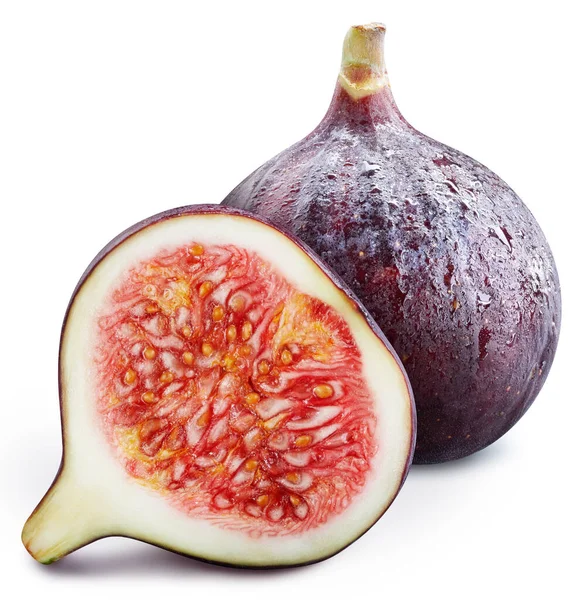 Fig Demi Figue Isolée Sur Fond Blanc Fig Macro Fruits — Photo