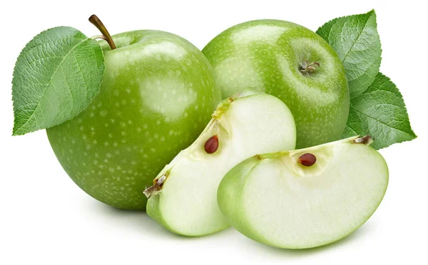 Isolierter Apfel Frischer Bio Apfel Mit Blättern Isoliert Schneideweg Apple — Stockfoto