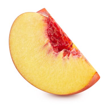 Şeftali. Şeftali dilimi. Tam alan derinliği. kırpma yolu ile.