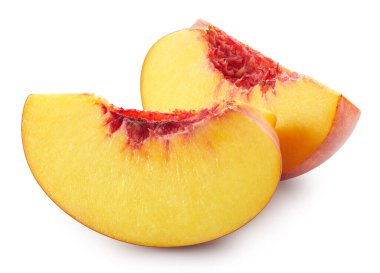 Taze şeftali meyvesi. Şeftali beyaz arkaplanda izole edilmiş. Kırpma yolu olan şeftali