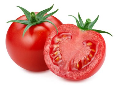 Tomato isolated on white background. Tomato macro studio photo. Tomato clipping path clipart