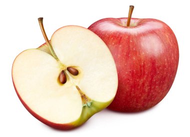 Kırmızı elma beyaz arka planda yarı izole