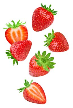 Çilek soyutlanmış. Çilek üstüne beyaz