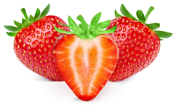 Erdbeere Isoliert Erdbeere Auf Weiß Volle Tiefenschärfe Mit Schnittpfad — Stockfoto