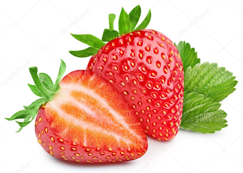 Fresh strawberry isolated on white background. Ripe natural strawberry clipping path.