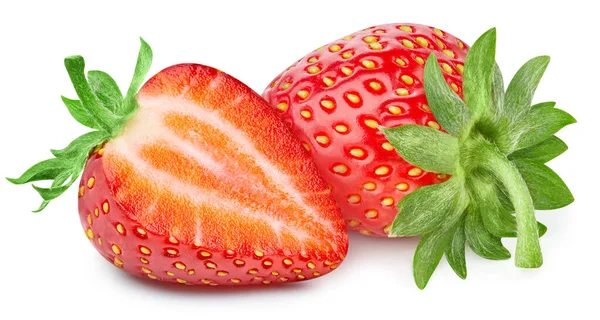 Strawberry Isolated Strawberry White Full Depth Field Clipping Path — Stock Photo, Image