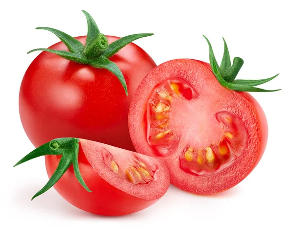 番茄被隔离了托马托在白色 全场深度 有快捷方式 — 图库照片