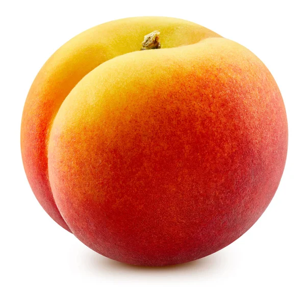 在白色背景上隔绝的有机桃 白色背景的桃子具有剪切路径的桃子 — 图库照片