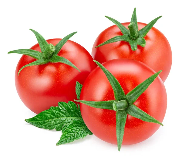 Tomate Con Hojas Aisladas Tomate Sobre Blanco Profundidad Total Del — Foto de Stock