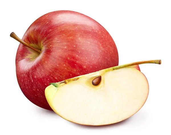 Bio Apfel Isoliert Auf Weißem Hintergrund Apfel Und Halber Apfel — Stockfoto