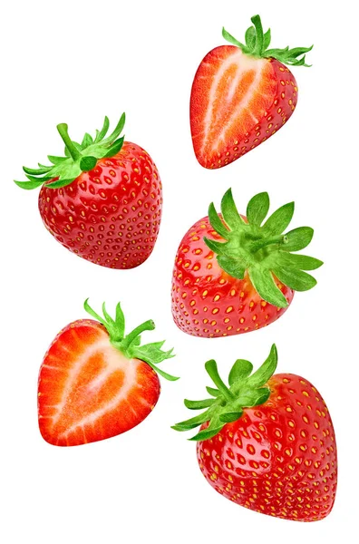 Fresh Strawberry Fruit Red Strawberry Isolated White Background Strawberry Clipping — Stock Photo, Image