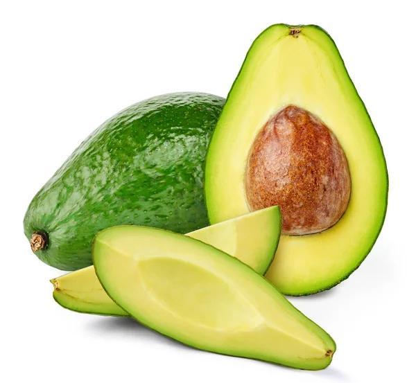 Avocado Geïsoleerd Witte Achtergrond Avocado Half Avocado Witte Achtergrond Avocado — Stockfoto