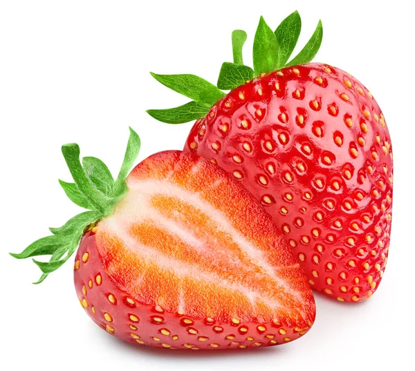 Strawberry Isolated Strawberry White Full Depth Field Clipping Path — Stock Photo, Image