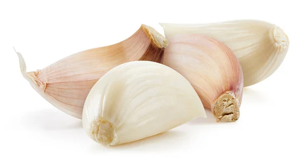 Frischer Bio Knoblauch Knoblauch Isoliert Auf Weißem Hintergrund Knoblauchschneideweg — Stockfoto