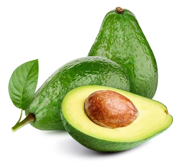 Avocado Isolated White Background Ripe Fresh Avocado Clipping Path Avocado — Stock Photo, Image