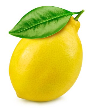 Lemon beyaz arka planda izole edilmiş. Beyaz arka planda limon ve yarım armut. Kesme yolu olan limon