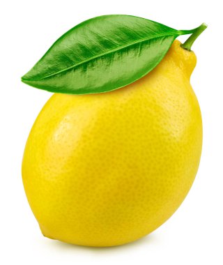 Lemon isolated on white background. Lemon and half pear on white background. Lemon with clipping path clipart