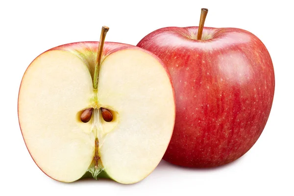 Червоне яблуко наполовину ізольовано на білому тлі — стокове фото