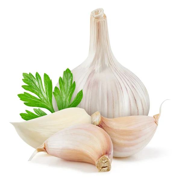 Garlic Cloves White Background Garlic Isolated White Background Garlic Clipping — Stock Photo, Image