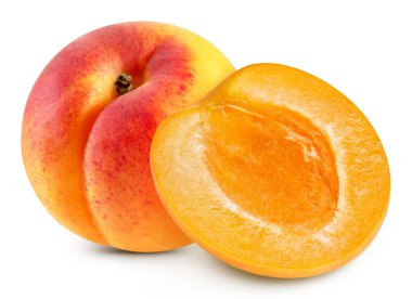 Apricot and half isolated on white background