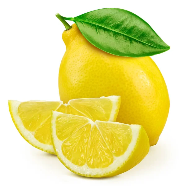 Composizione Con Limoni Isolati Fondo Bianco Frutto Limone Con Foglia — Foto Stock