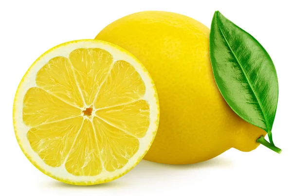 One Lemon Half Lemon Fruits Isolated White Background Isolated Cut — Stock Photo, Image