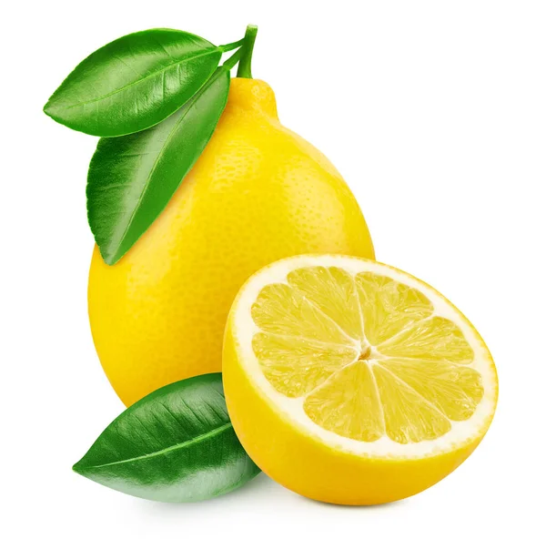 Lemons Fruit Lemon Leaf Isolated White Background Lemons Clipping Path — Stock Photo, Image